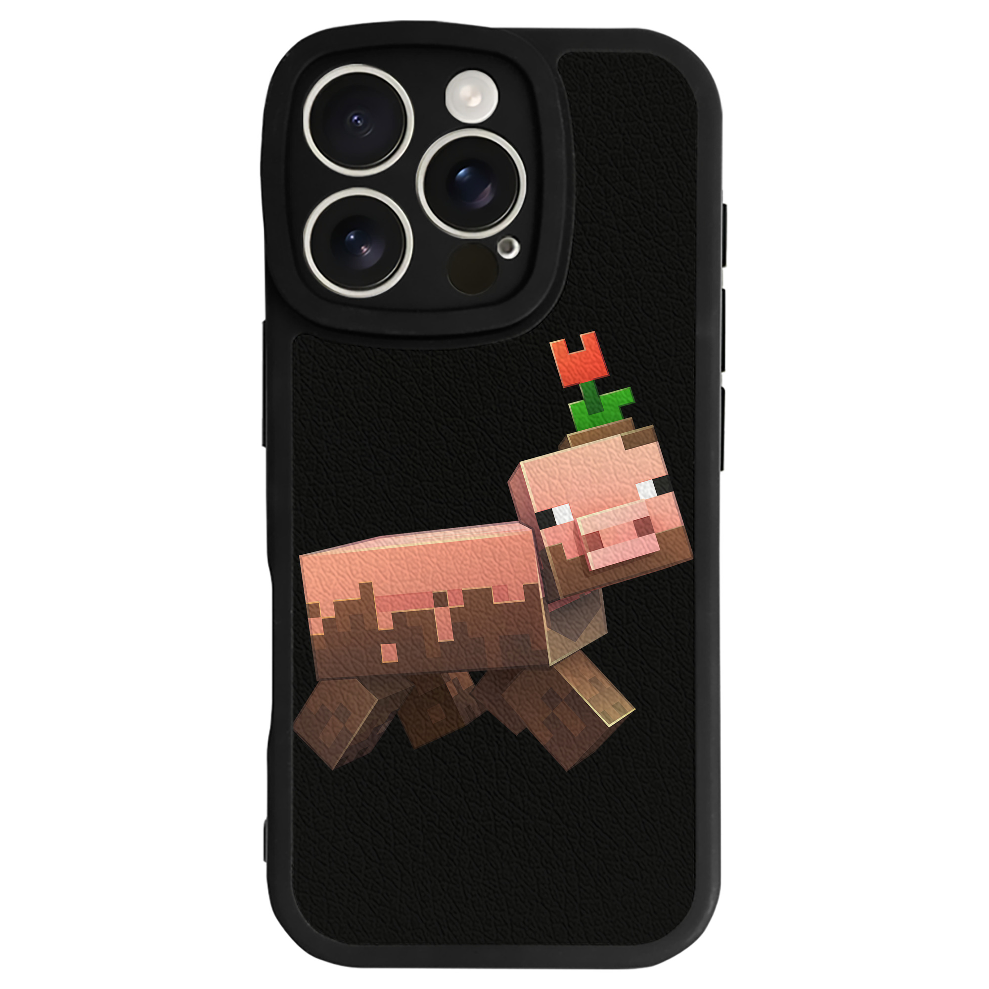 （画像用） マインクラフト ブロックの世界 Minecraft MC Block world 【iPhone 16シリーズ対応】シリコンスマホケース（レザー調） 材質：シリコン